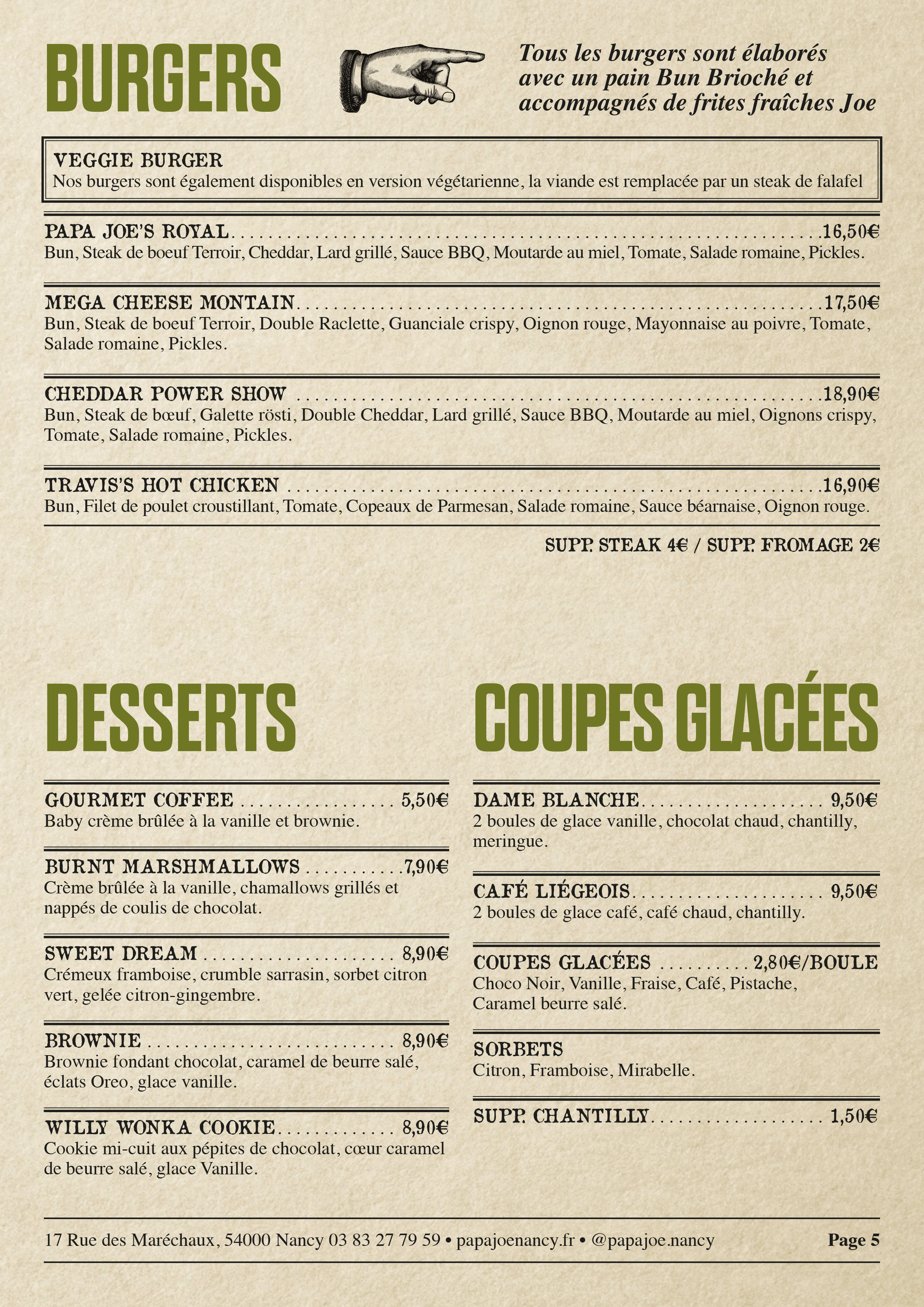 Image de la carte du restaurant Papa Joe Nancy (54) 7
