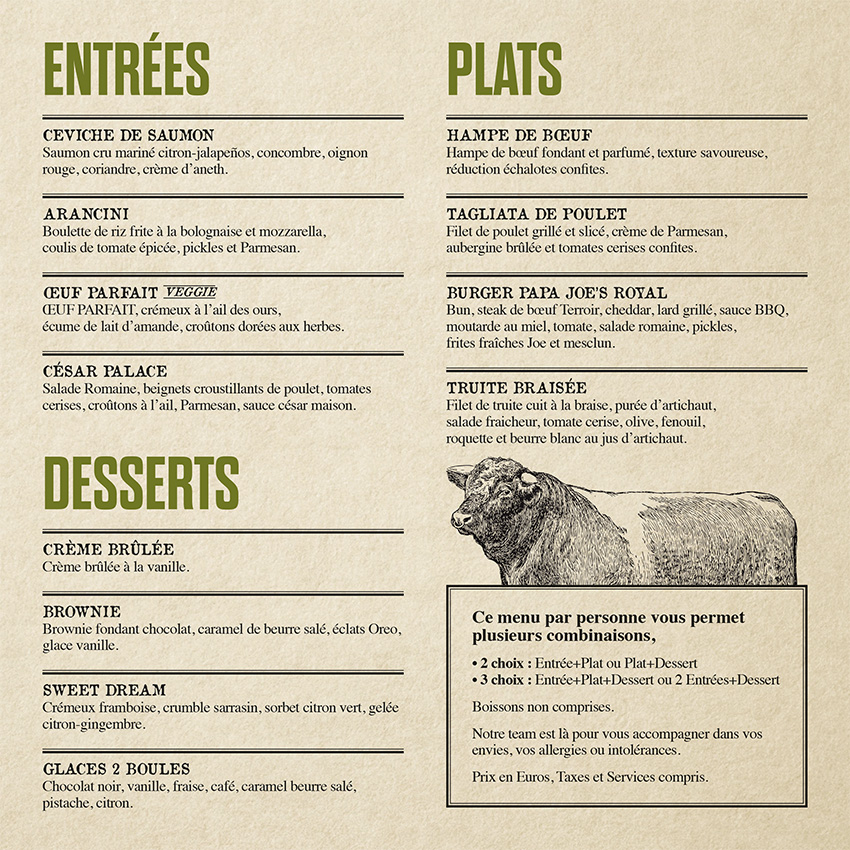 Image de la suggestion du chef du restaurant Papa Joe Nancy (54) 1